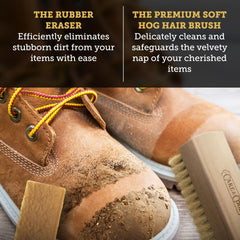Care & Cool rubber eraser closeup removes scuffs with precise control