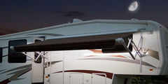 CAREFREE LED strip installed under RV awning providing bright white lighting