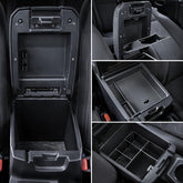 Carlimeki front view of center console organizer showing tidy compartments and fit