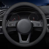 Carodi front view of black Nappa steering cover showing premium finish and neat stitching