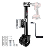 CARPEAK front view of dual-wheel trailer jack showing compact footprint and stability