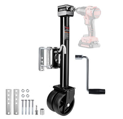CARPEAK front view of dual-wheel trailer jack showing compact footprint and stability