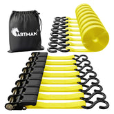 CARTMAN front packaging showing eight yellow 1x15 ft straps for easy identification
