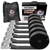 CARTMAN front packaging showing six black lashing straps and carry bag, visual inventory benefit