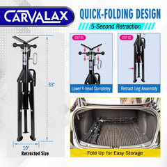 CARVALAX folded stand ready for transport with rubber handle benefit
