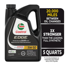 Castrol EDGE label close-up showing approvals and specs