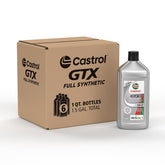 Castrol GTX front pack showing six 1-quart bottles and clear branding for easy storage