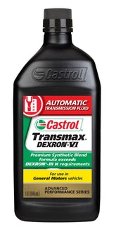Castrol Transmax front packaging showing 1 quart bottle and clear labeling benefits