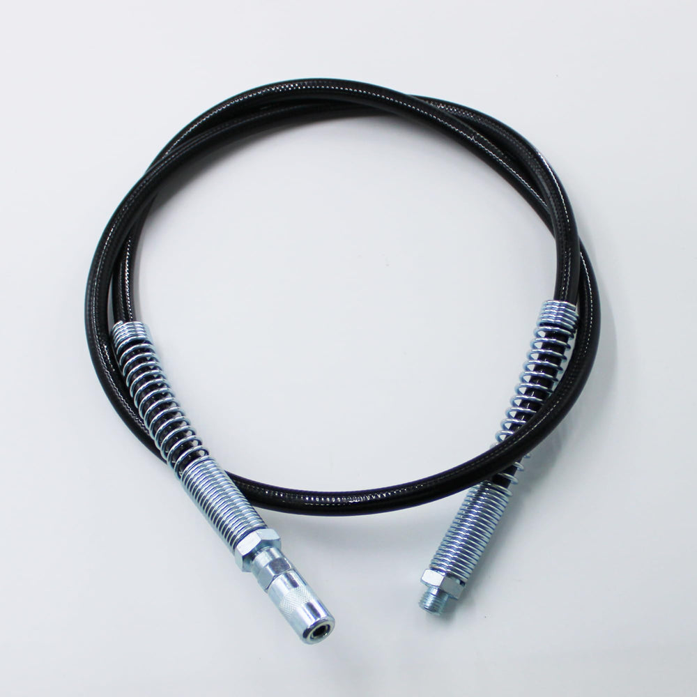 Cawla grease hose front assembly showing full 48-inch reach and improved access