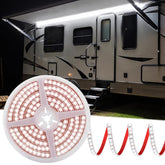 CCBASEBALL full-length awning light showing complete 20ft coverage and even glow