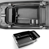 CDEFG console tray front view showing clean compartments and improved organization