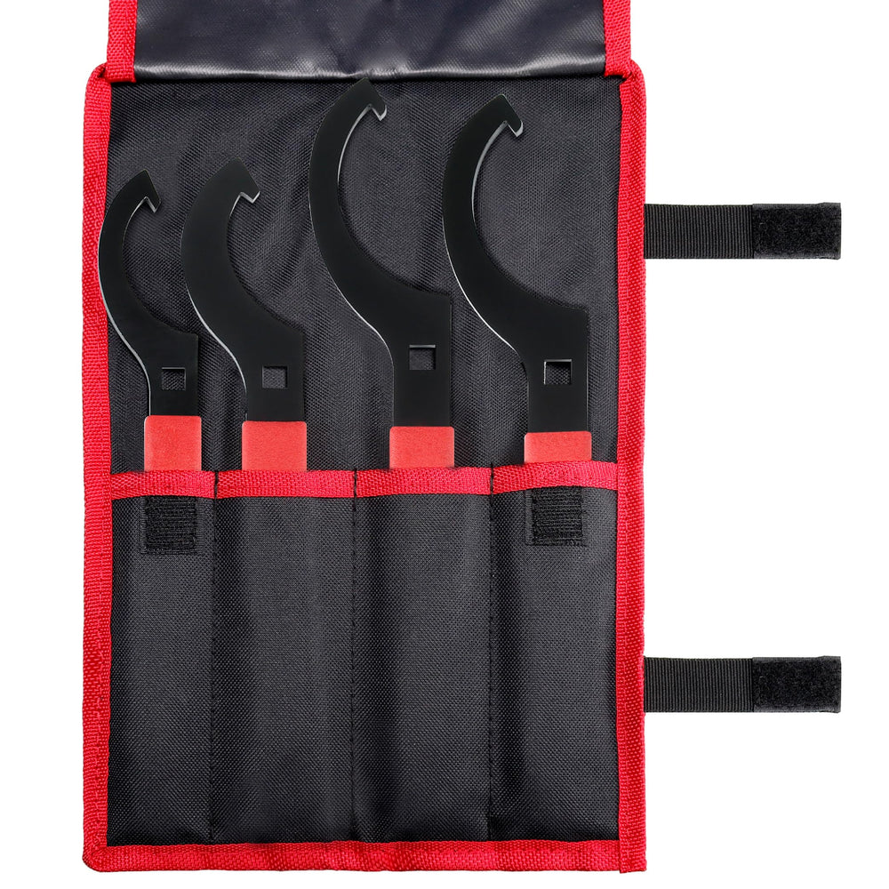 CENFORGE front view of spanner kit showing all four wrenches and pouch for organized storage