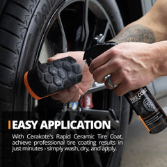 CERAKOTE cured tire sidewall showing long-lasting protection benefit