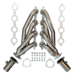 Certified Automotive Experts front view of shorty headers showing compact fit and universal swap benefit