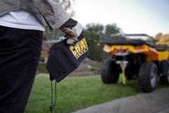 Champion Power Equipment cover installed on truck winch demonstrating protection