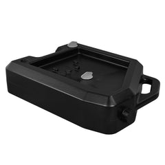 CHAPIN front view of 48004 oil drain pan showing splash-resistant shape and tidy benefit
