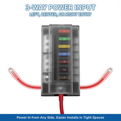 Chatovalo three-way power entry demonstrating left bottom right feed flexibility for neat routing