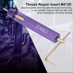 Chazcool insert being installed in an aluminum panel, showing restored thread strength during repair