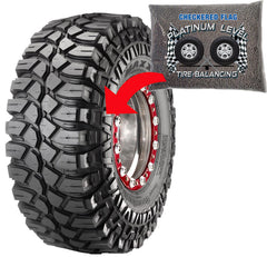 Checkered Flag beads inside truck wheel showing balanced, smoother ride benefit