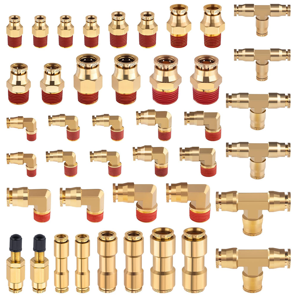 CheeMuii front view of full brass DOT fittings kit showing contents and organization, reliable coverage