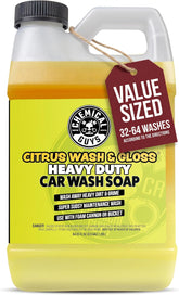 Chemical Guys front label on 64 oz bottle showing product branding and size benefit