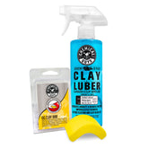 Chemical Guys product packaging showing the clay kit and benefits