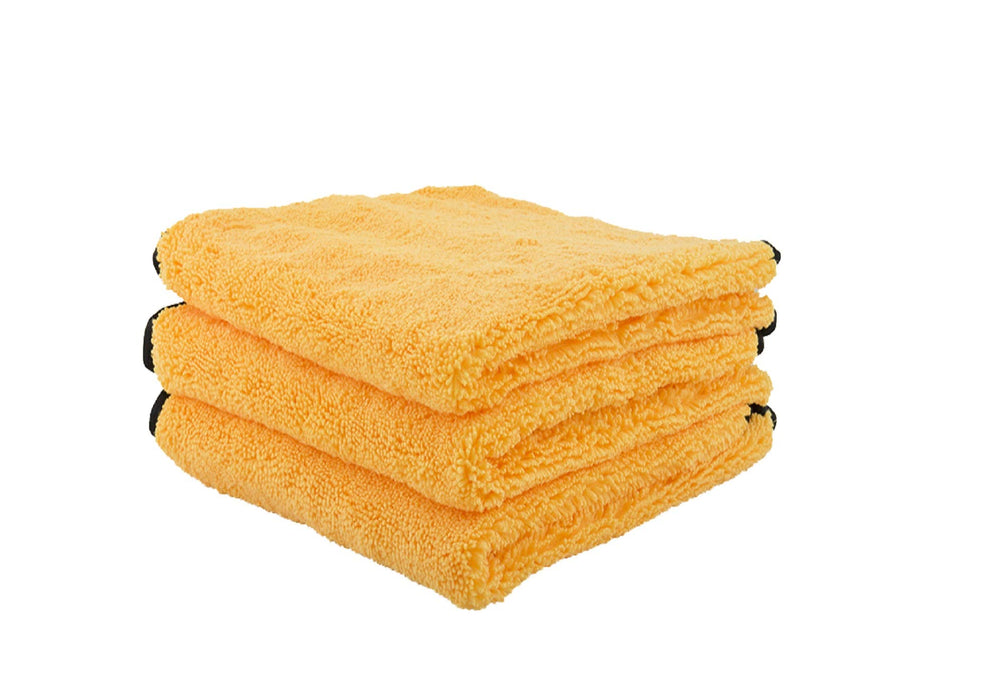 Chemical Guys gold towel front packaging showing three-piece value