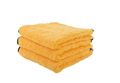 Chemical Guys gold towel front packaging showing three-piece value