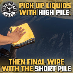 Chemical Guys towel drying car panel quickly for streak-free finish