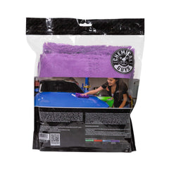Chemical Guys Happy Ending towel being used to dry car panel, speeds streak-free drying