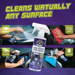 Chemical Guys spray on dashboard cleaning dust and grime for quick wipe-downs