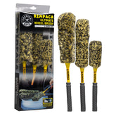 Chemical Guys front view of three-piece wheel brush set showing kit completeness and fast cleaning