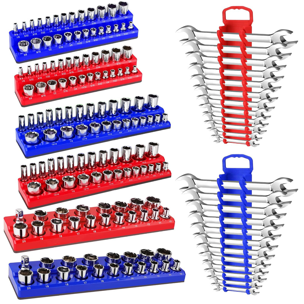 CHOUBAYPER front view of 8-piece organizer set showing trays and racks for quick identification