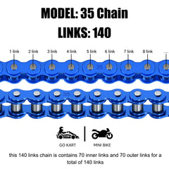 CILOYU chain fitted on minibike rear sprocket illustrating proper fit and reliable drive