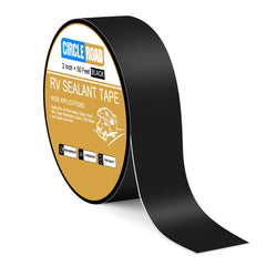 CircleRoad front roll of black 2in x 50ft tape showing width and packaging benefit