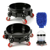 CJKKH front view of two black bucket dollies showing compact rolling benefit