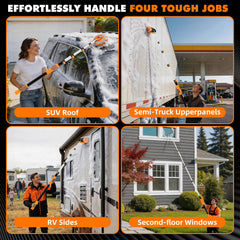 Clean Beastie telescoping pole extended cleaning an RV roof safely