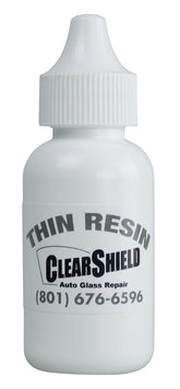Clearshield bottle front label showing 30 ml resin for durable windshield repairs