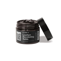 Clydes Leather Company jar front view showing product branding and clarity benefit