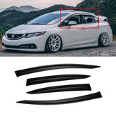 CMVT Auto front view of 4-piece window visor package showing contents and finish