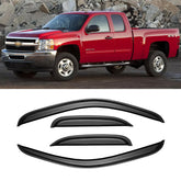CMVT Auto front packaging showing four dark smoke visors and accessories for quick install