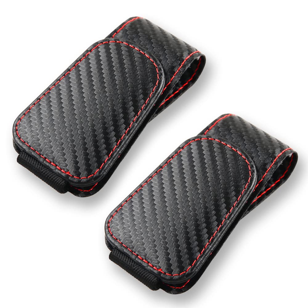 CMWWYFC front pack view showing two carbon fibre black visor clips for tidy storage