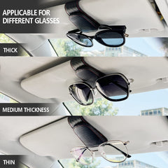 CMWWYFC installed on car visor for easy one-handed eyewear access while driving