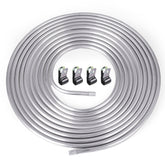 CNRAQR coiled 3/8" hard fuel line showing full 25ft length and usable coil