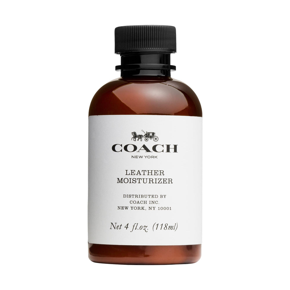Coach leather moisturizer front packaging showing bottle and label for brand reassurance