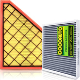 COCOAUTO front packaging of engine and cabin filter kit showing included items and benefits