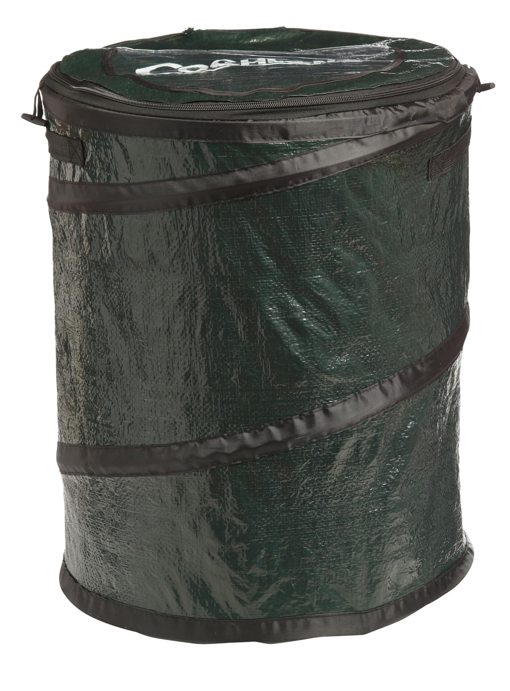 Coghlan's mini pop-up trash can front view showing capacity and stability