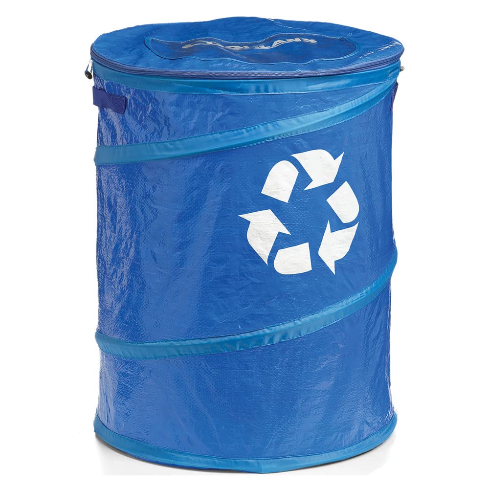 Coghlan's pop-up recycle can front view showing capacity and portability benefit