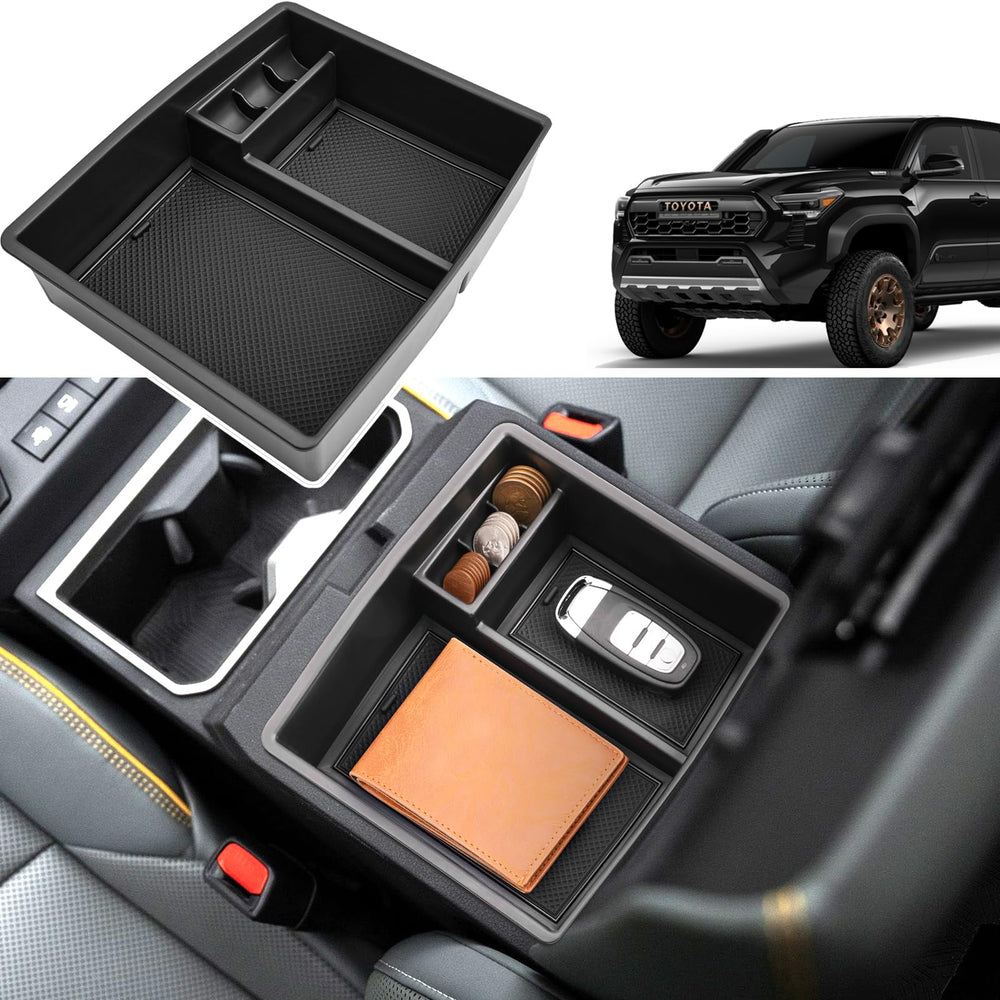 Coleya front view of black console insert showing tidy organization benefit