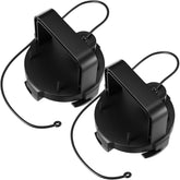 Colingmill front view of two black caps showing secure fit and neat storage
